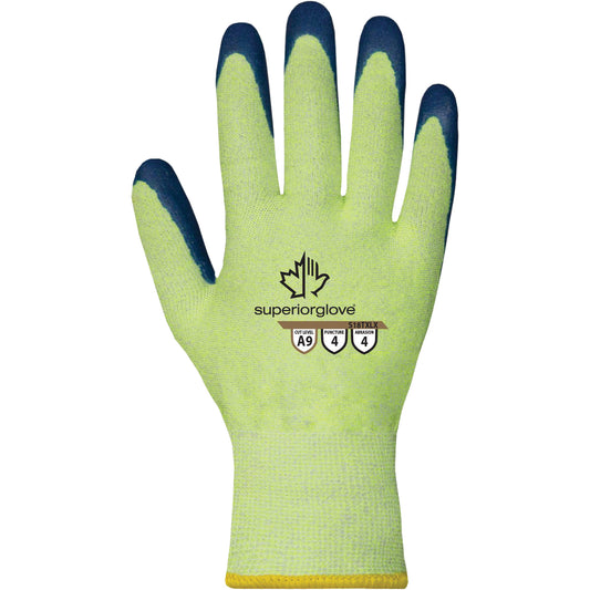 Superior Glove Works Ltd. High-Visibility Cut Resistant S18TXLX Gloves, Size X-Large/10, 18 Gauge, Latex Coated, TenActiv™ Shell, ASTM ANSI Level A9