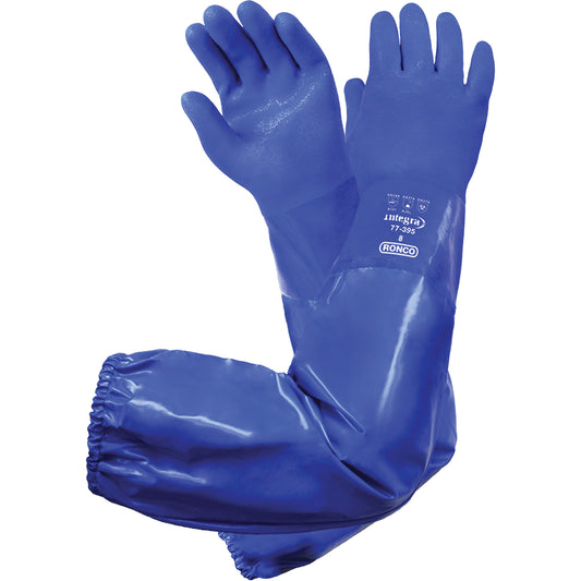 Ronco Integra™ 77-395 Triple-Dipped Chemical-Resistant Gloves, Size 9, 28" L, PVC, Cotton Inner Lining