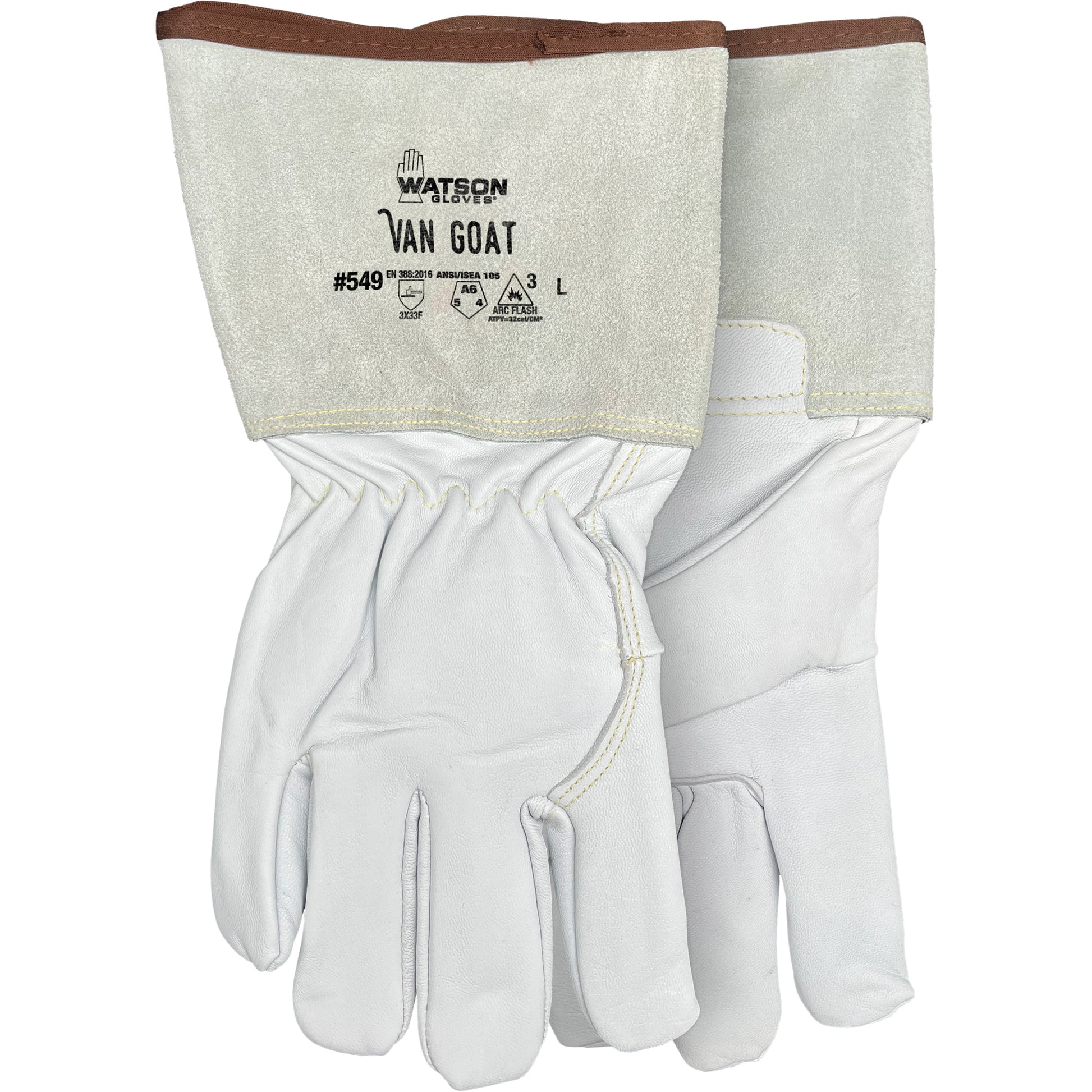Watson Gloves 549 Van Goat Arc Rated Cut-Resistant Gloves, Size Medium, Polyester/Stainless Steel/Goatskin/Para-Aramid/Cutshield™ Shell, ASTM ANSI Level A6/EN 388 Level F