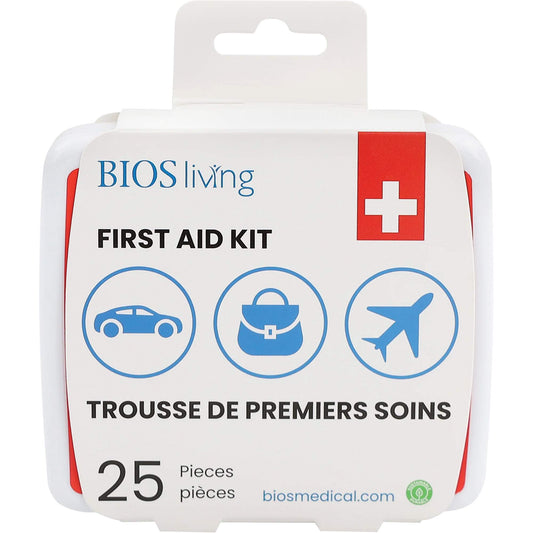 BIOS 25-Piece Home & Travel First Aid Kit, Plastic Box