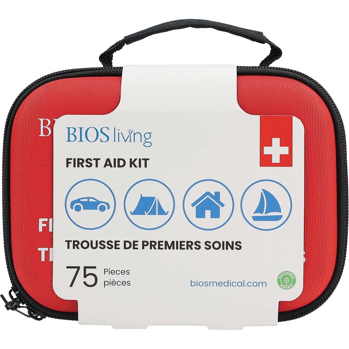 BIOS 75-Piece Home & Travel First Aid Kit, Nylon Bag