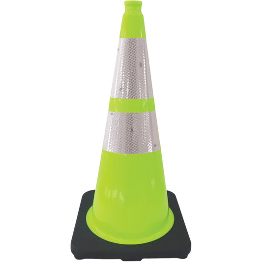 Zenith Safety Products Premium Traffic Cone, 28", Lime Green, 4" & 6" Reflective Collar(s)