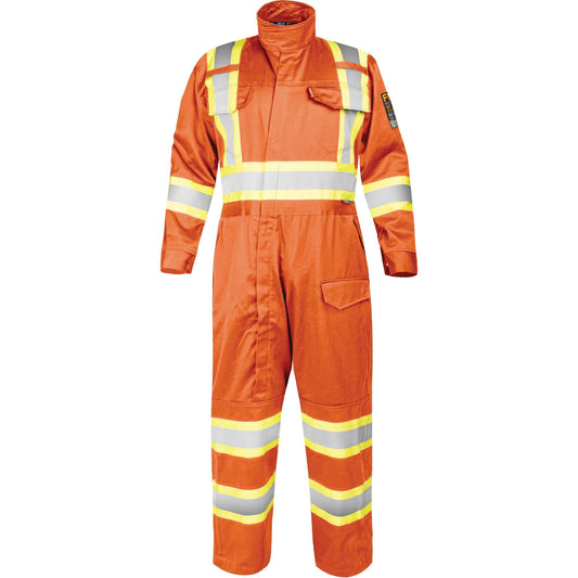 Barry & Boulerice Fire-Resistant Coverall with High-Visibility Bands, Size X-Large, Orange