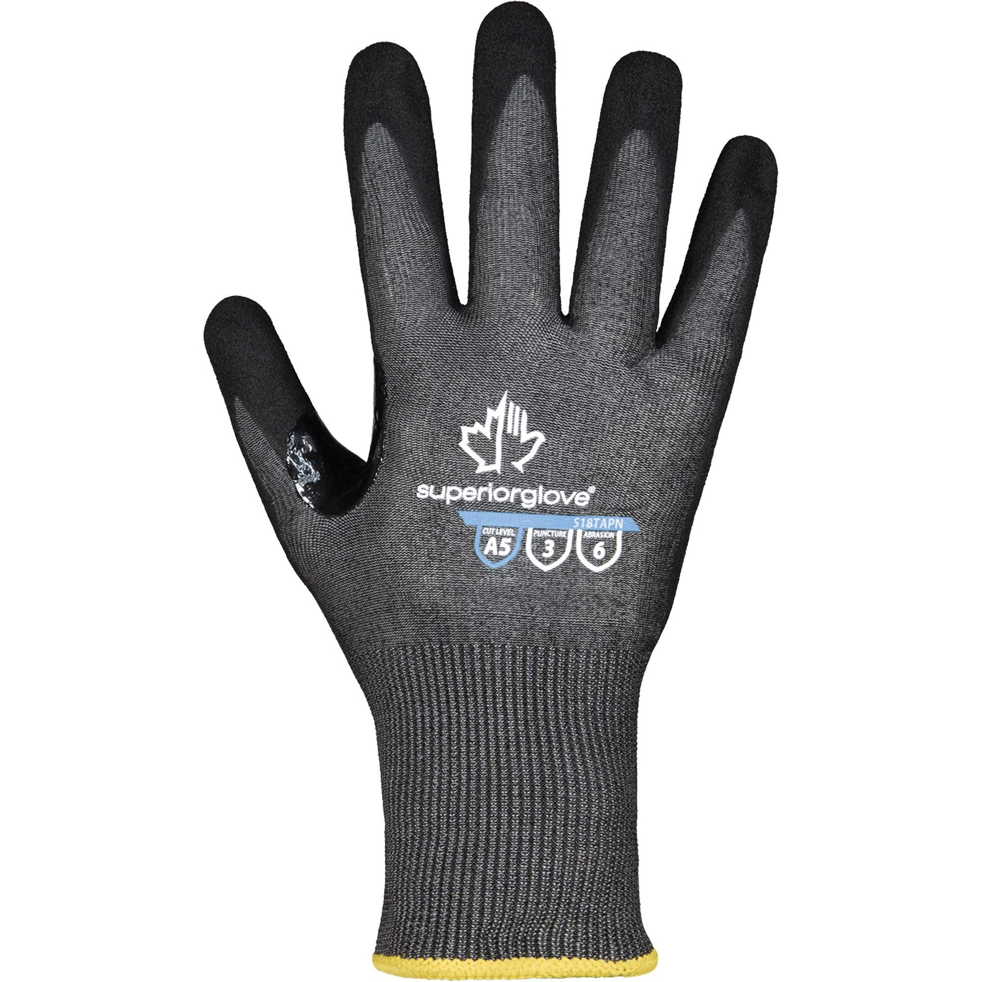 Superior Glove Works Ltd. S18TAPN Cut-Resistant Gloves, Size 5, 18 Gauge, Nitrile Coated, TenActiv™ Shell, ASTM ANSI Level A5