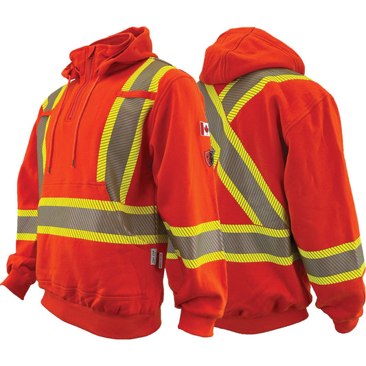  Atlas Guardian® FR/AR Quarter-Zip Hoodies, Men's, X-Large, High Visibility Orange, 18 cal/cm²