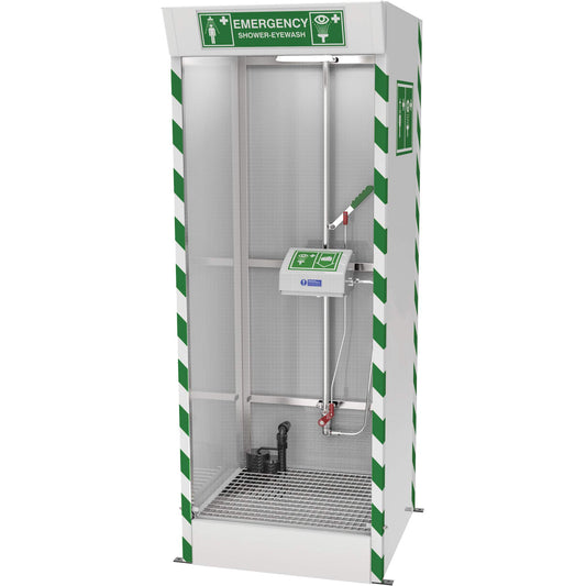 Hughes Emergency Cubicle Shower & Covered Eye & Face Wash with Sump Pump