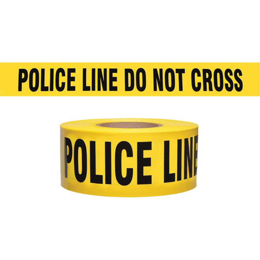 Incom Top Tape & Label "Police Line Do Not Cross" Contractor-Grade Barricade Tape, English, 3" W x 1000' L, 2 mils, Black on Yellow