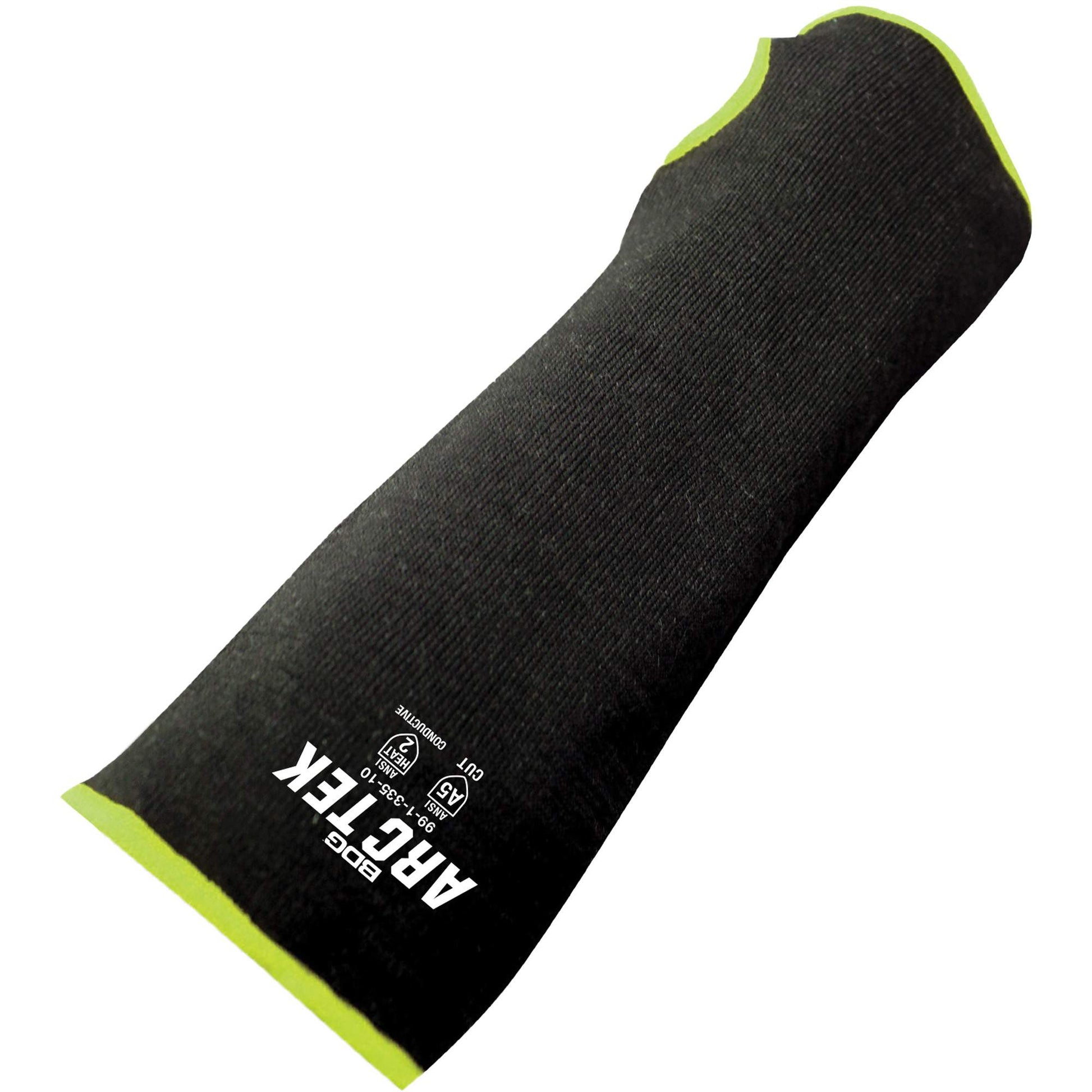 Bob Dale Gloves Cut-Resistant Sleeve with Thumb Hole, Polyethylene/Steel, 14", ASTM ANSI Level A5, Black/Yellow