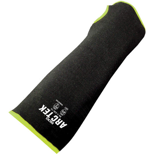 Bob Dale Gloves Cut-Resistant Sleeve with Thumb Hole, Polyethylene/Steel, 14", ASTM ANSI Level A5, Black/Yellow
