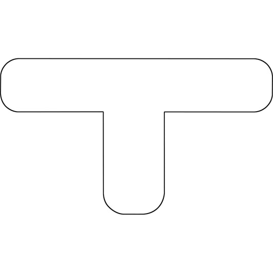  Durastripe Rounded X-TREME DuraT, T, 7" L x 4" W, White, Vinyl