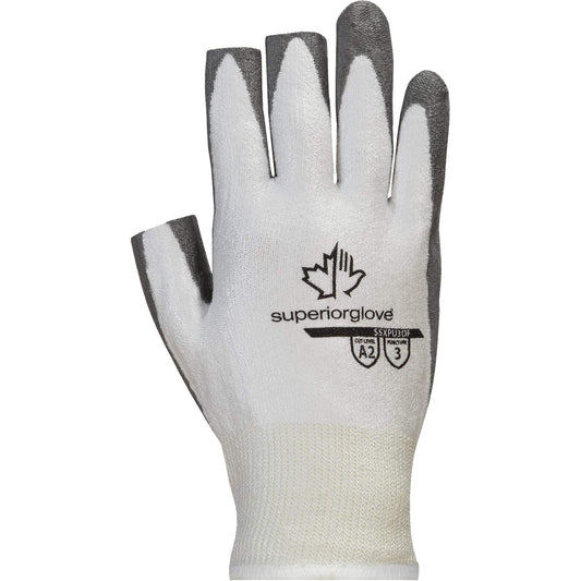 Superior Glove Works Ltd. Superior Touch® SSXPU3OF Open-Finger Gloves, Size 10, 13 Gauge, Polyurethane Coated, Dyneema® Shell, ASTM ANSI Level A2