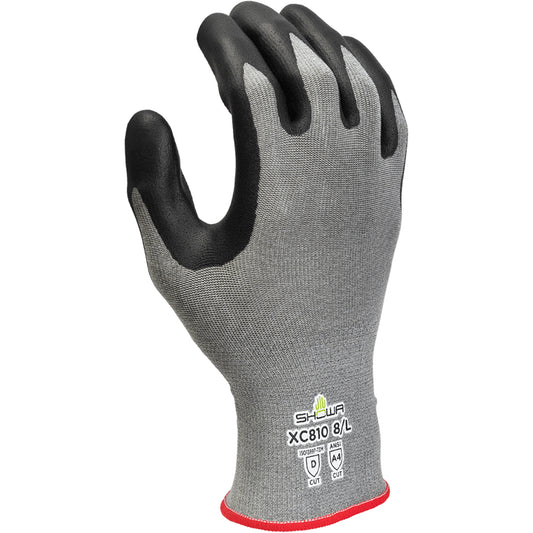 Showa XC810 Cut-Resistant Gloves, Size Large/8, 18 Gauge, Nitrile Coated, HPPE Shell, ASTM ANSI Level A4/EN 388 Level D