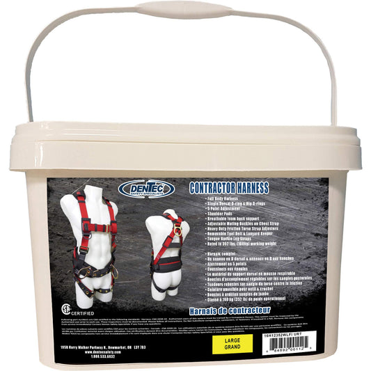 Dentec Contractor Safety Harness in Pail, CSA Certified, Class AP, Large, 352 lbs. Cap.