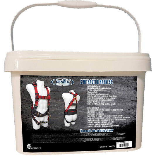 Dentec Contractor Safety Harness in Pail, CSA Certified, Class AP, Medium, 352 lbs. Cap.
