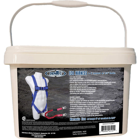 Dentec ECO™ Safety Harness in Pail with 6' Lanyard, CSA Certified, Class A, 255 lbs. Cap.