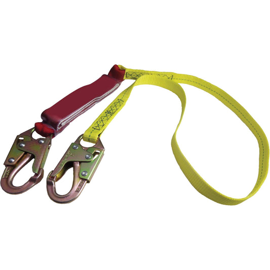 Dentec External Energy Absorber Lanyard with 3/4" Hook, 6', Snap Hook Center, Snap Hook Leg Ends, Polyester