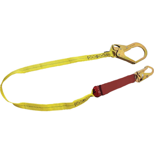 Dentec External Energy Absorber Lanyard with 2-1/4" Hook, 6', Snap Hook Center, Snap Hook Leg Ends, Polyester