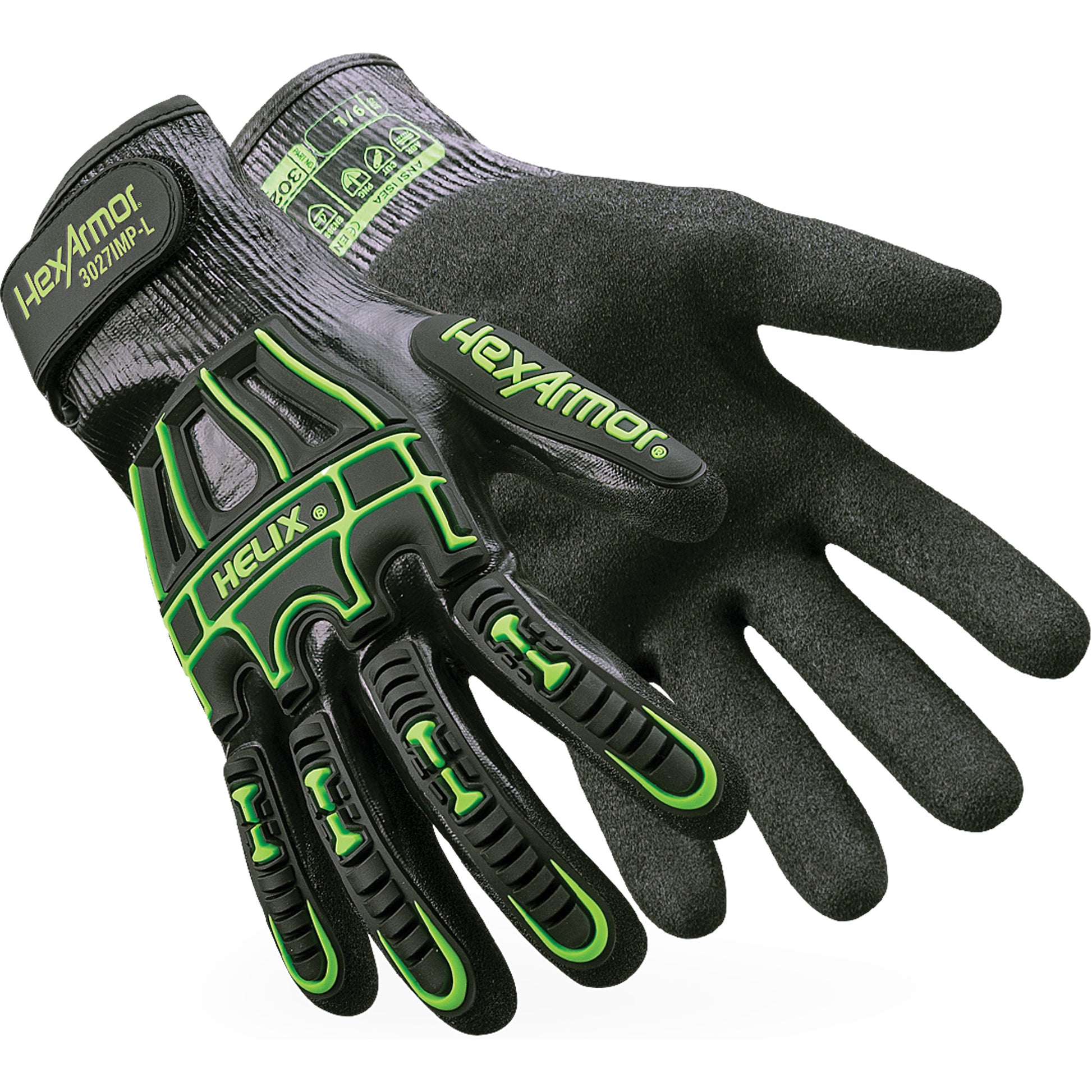 Hexarmor Helix® 3027IMP Gloves, Size Large/9, 21 Gauge, Nitrile Coated, HPPE Shell, ASTM ANSI Level A7