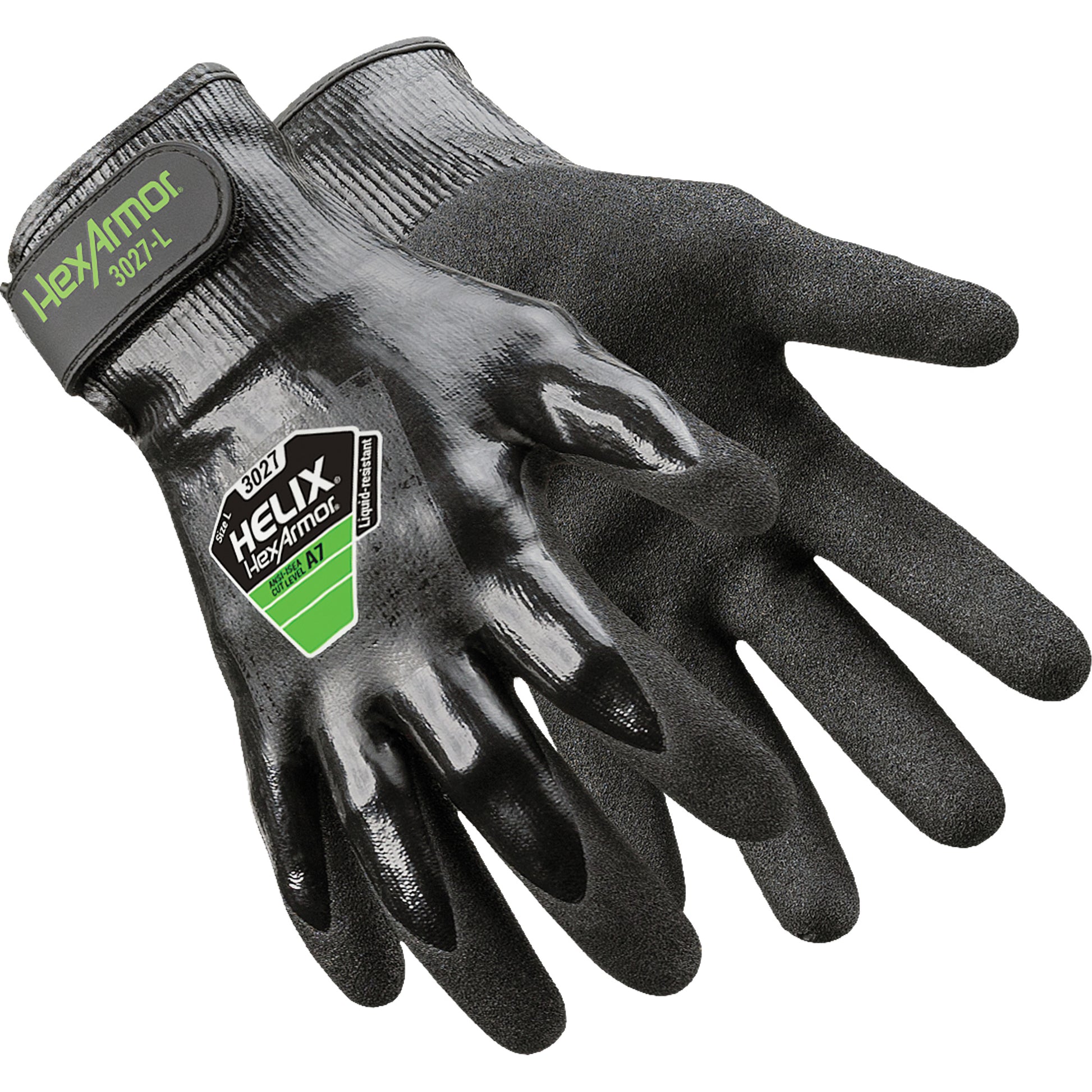 Hexarmor Helix® 3027 Gloves, Size 12/3X-Large, 21 Gauge, Nitrile Coated, HPPE Shell, ASTM ANSI Level A7