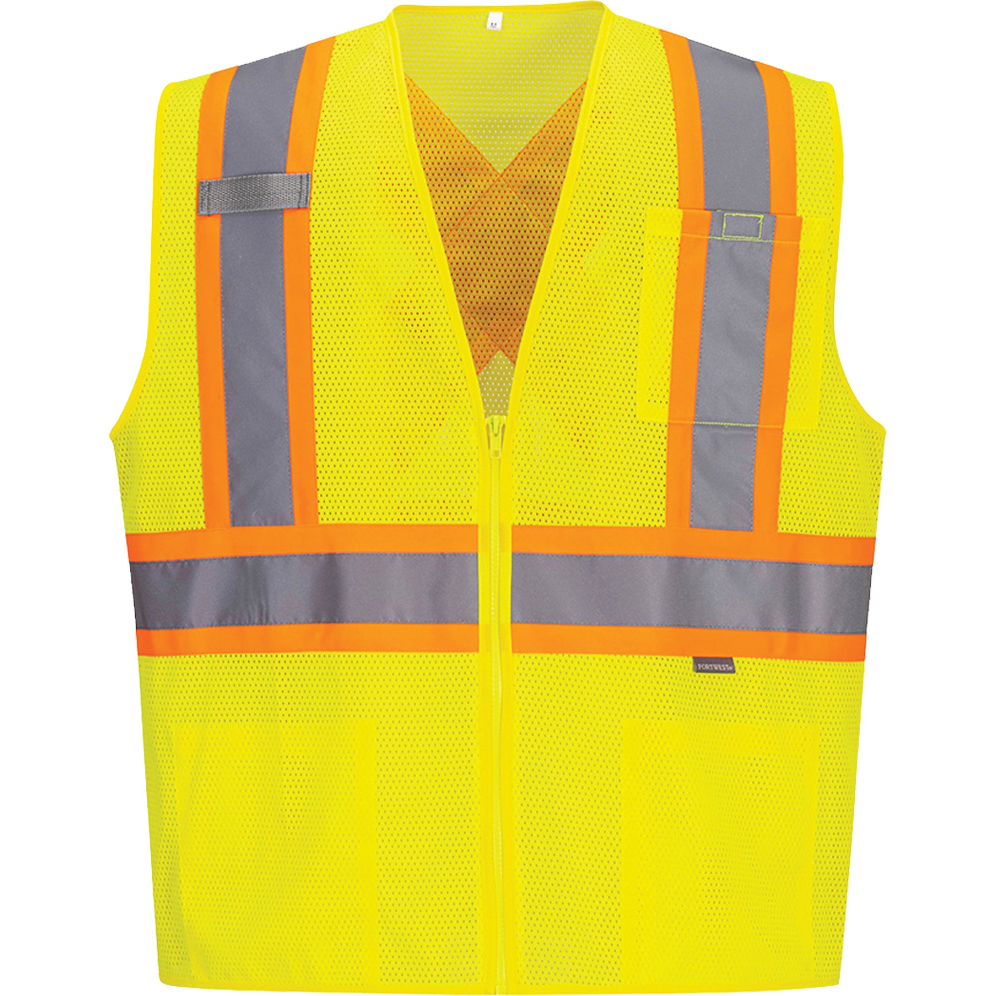 IFR Workwear Contrast-Striped Safety Vest, High Visibility Lime-Yellow, 2X-Large, Polyester