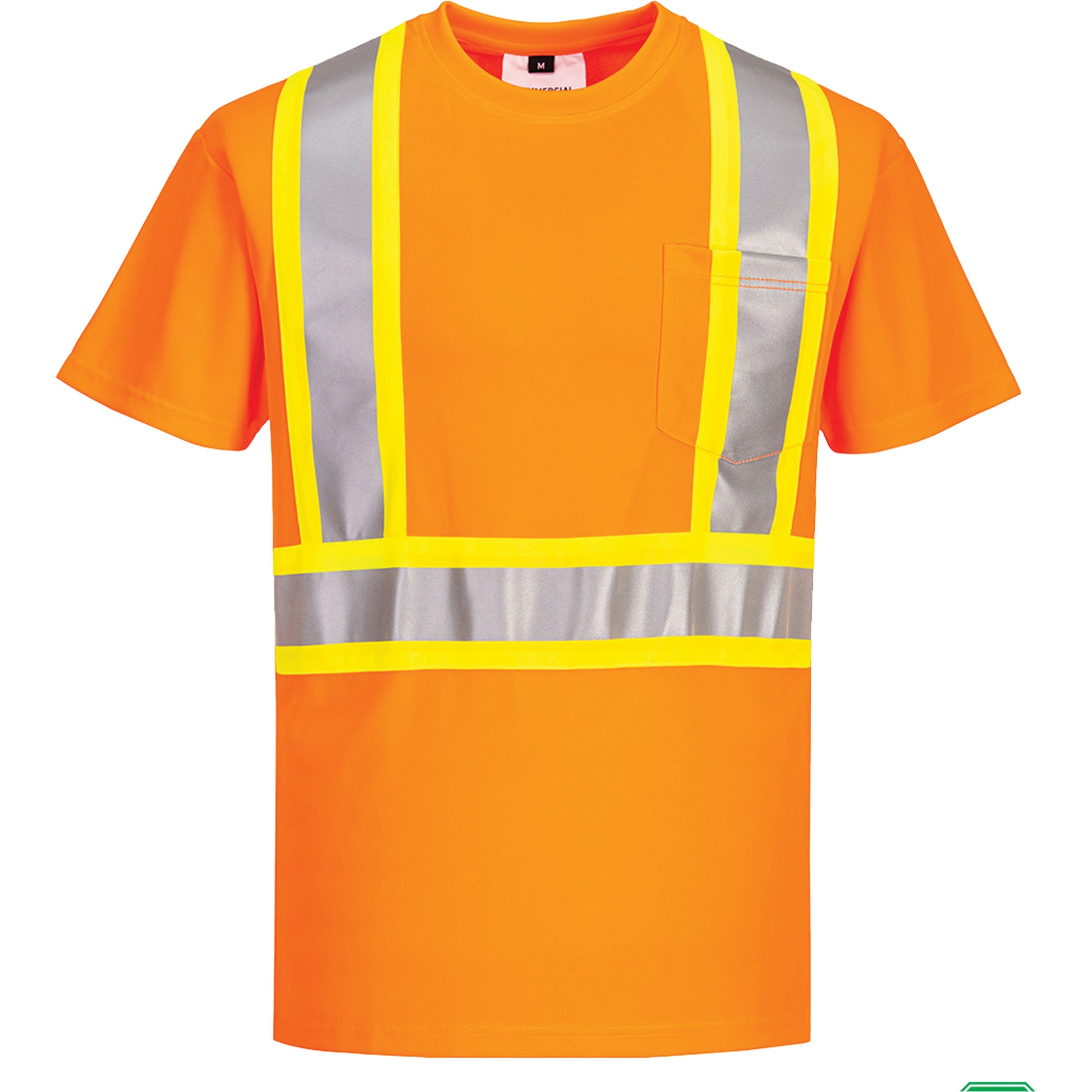 IFR Workwear Contrast-Striped Safety T-Shirt, Polyester, X-Large, High Visibility Orange