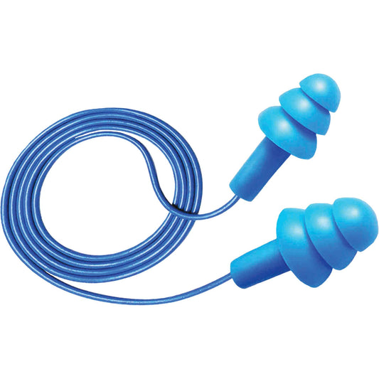 Ronco Hush™ 50-25 Reusable Metal Detectable Earplugs, Corded, One-Size, Bulk - Box, 25 NRR dB