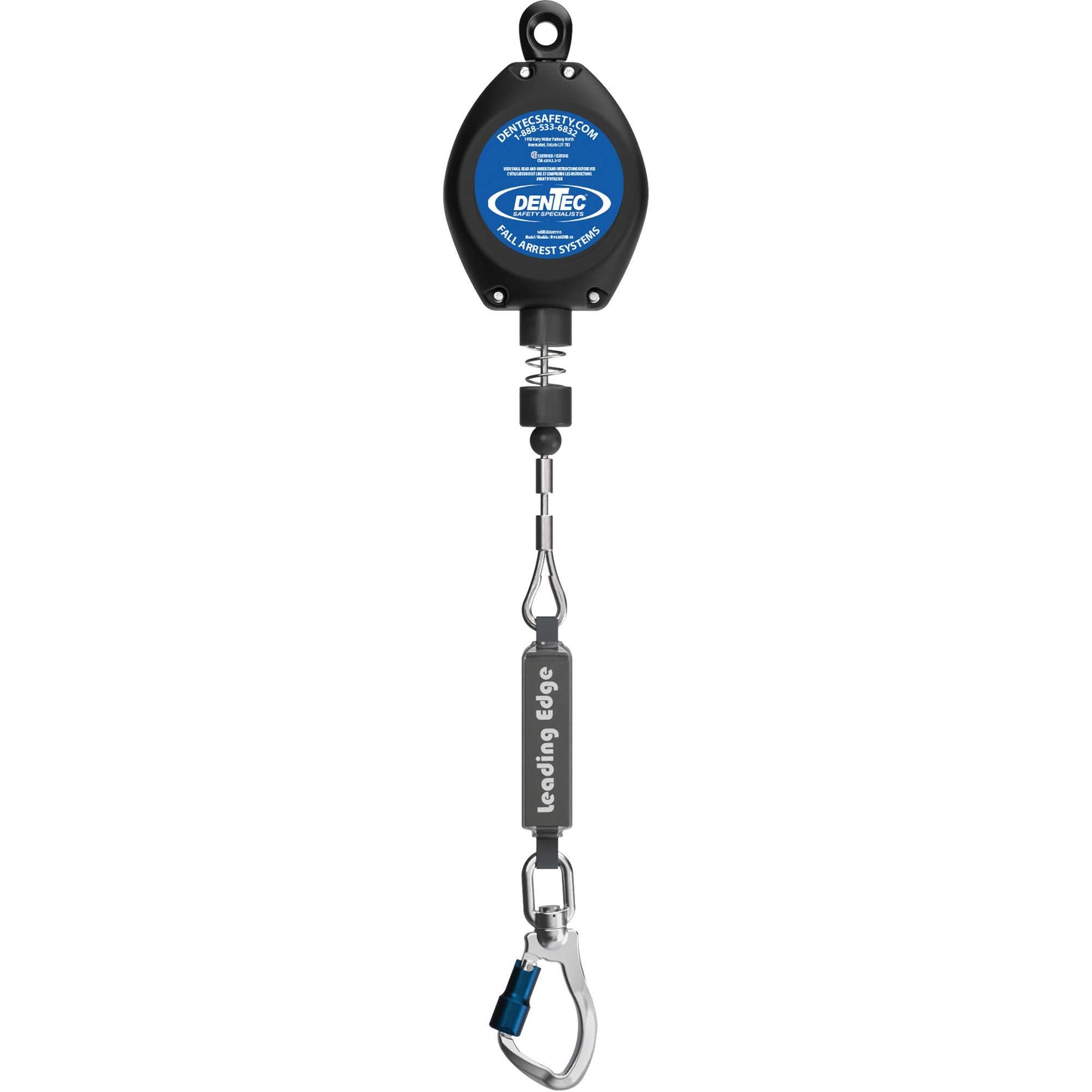 Dentec Self-Retracting Lifeline, 20', Galvanized Steel, Swivel