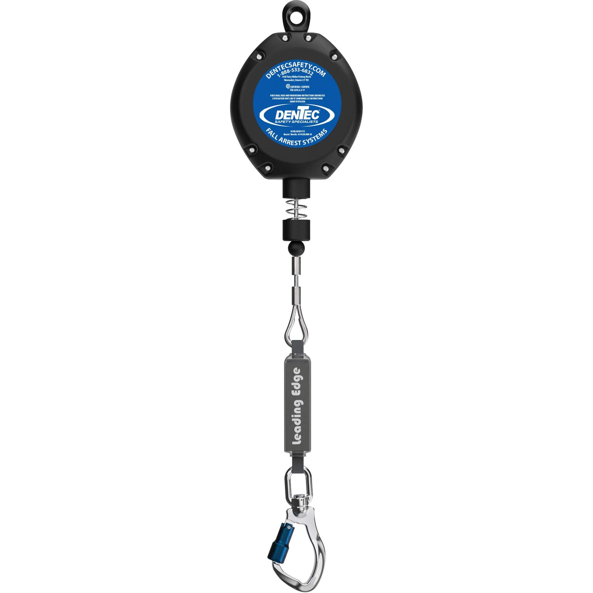 Dentec Self-Retracting Lifeline, 30', Galvanized Steel, Swivel