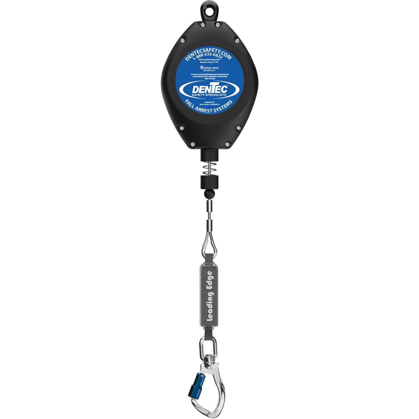 Dentec Self-Retracting Lifeline, 50', Galvanized Steel, Swivel