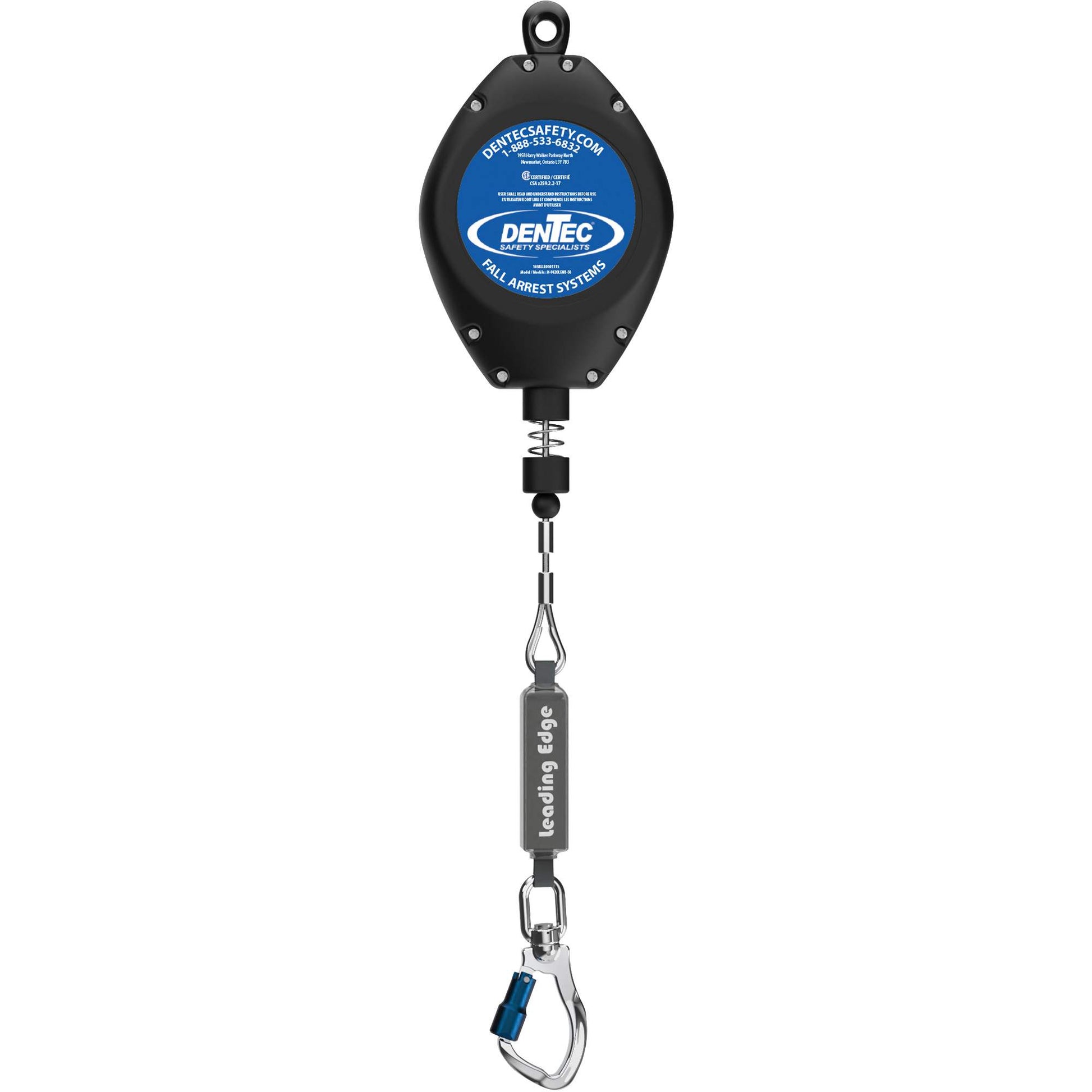 Dentec Self-Retracting Lifeline, 50', Galvanized Steel, Swivel