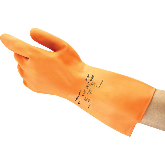 Ansell ALPHATEC® 87-320 Gloves, Size 8, 11.8" L, Rubber Latex, Flock-Lined Inner Lining, 18-mil
