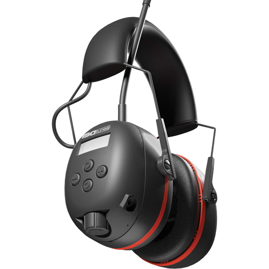 ISOtunes Black & Red Air Defender AM/FM Earmuffs, Headband Style, 24 dB