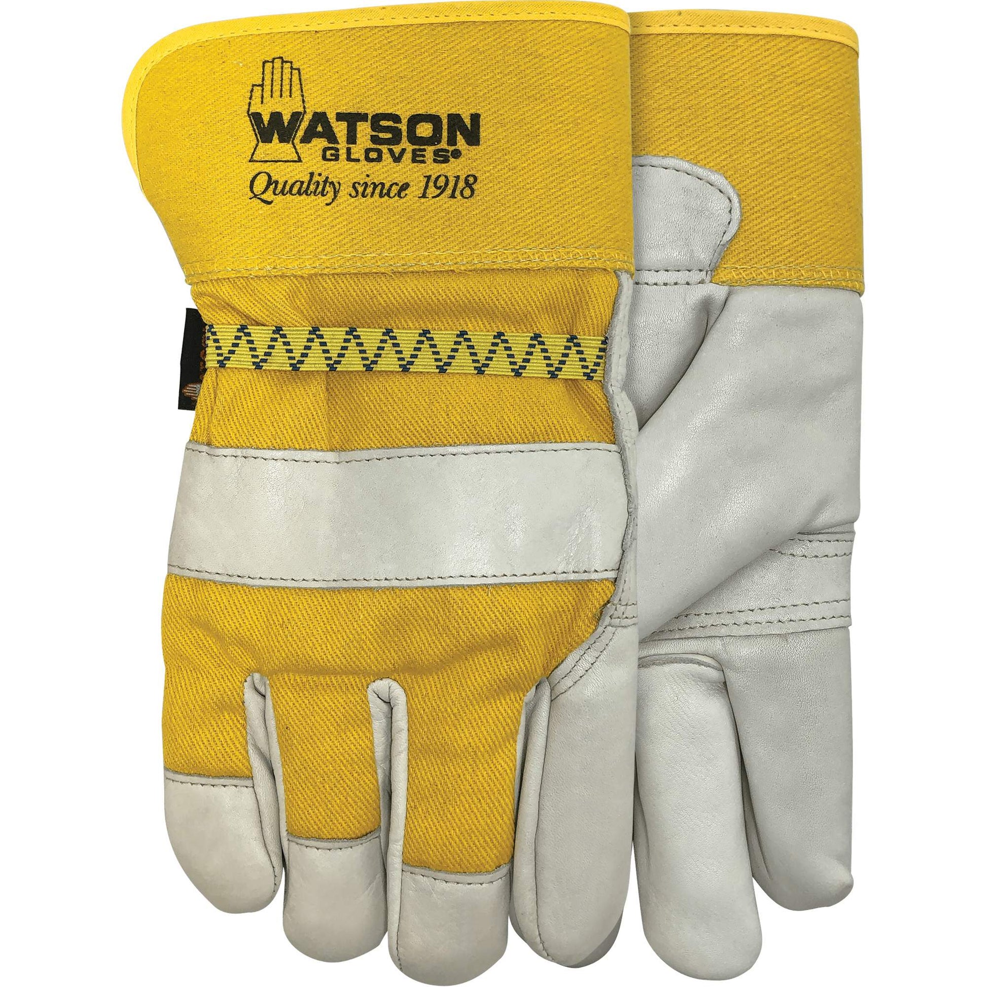Watson Gloves 94003i Leather Combo Lined Gloves, Large, Grain Cowhide Palm, Fleece Inner Lining