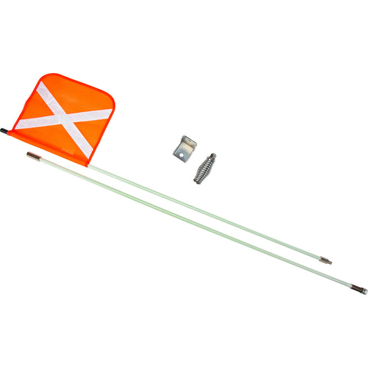 Zenith Safety Products Heavy-Duty Safety Whip, Threaded Mount, 8' High, Orange with Reflective X