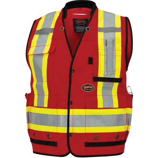 Pioneer 6678 High-Visibility Antimicrobial Mesh-Back Surveyor Vest, Red, 4X-Large, Polyester