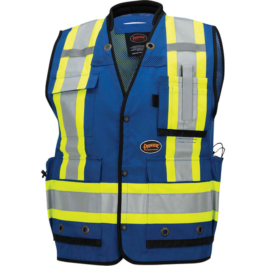Pioneer 6681 High-Visibility Antimicrobial Mesh-Back Surveyor Vest, Royal Blue, Large, Polyester