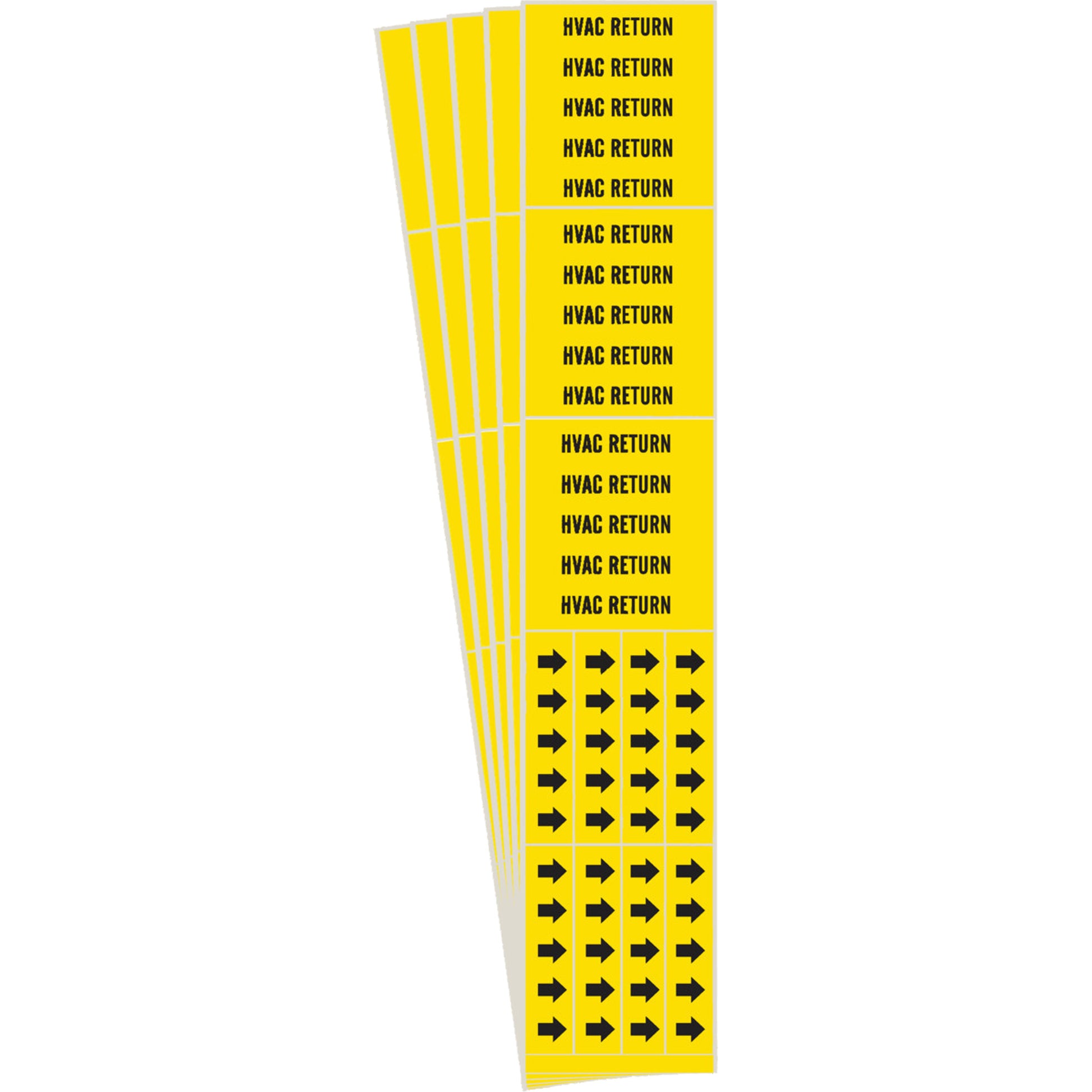 Brady "HVAC Return" Pipe Markers, Self-Adhesive, 2-1/4" H x 2-3/4" W, Black on Yellow