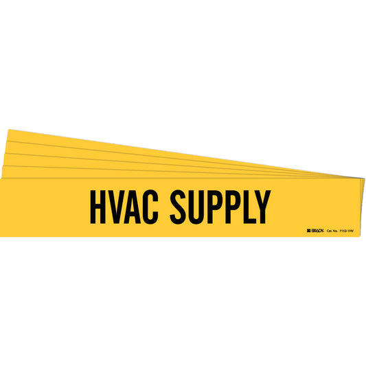 Brady "HVAC Supply" Pipe Marker, Self-Adhesive, 4" H x 24" W, Black on Yellow
