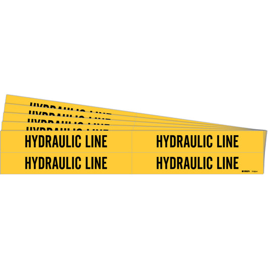 Brady "Hydraulic Line" Pipe Markers, Self-Adhesive, 1-1/8" H x 7" W, Black on Yellow