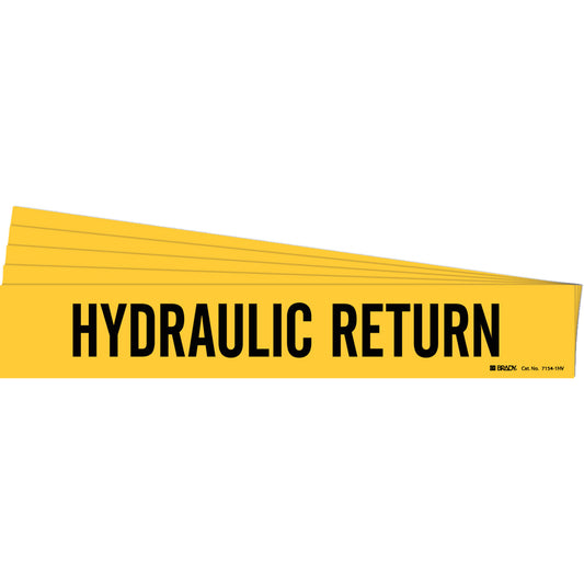 Brady "Hydraulic Return" Pipe Marker, Self-Adhesive, 4" H x 24" W, Black on Yellow