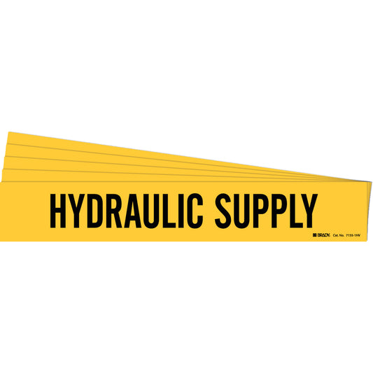Brady "Hydraulic Supply" Pipe Marker, Self-Adhesive, 4" H x 24" W, Black on Yellow