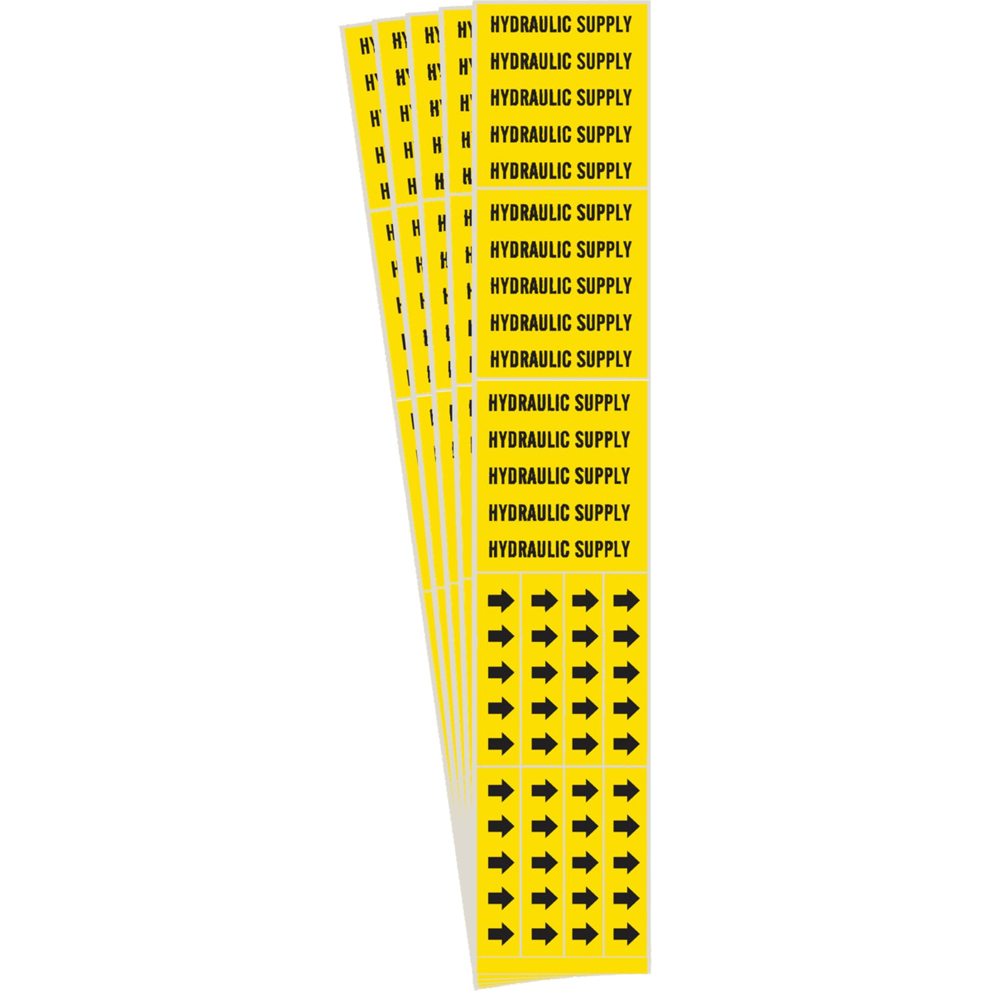 Brady "Hydraulic Supply" Pipe Markers, Self-Adhesive, 2-1/4" H x 2-3/4" W, Black on Yellow