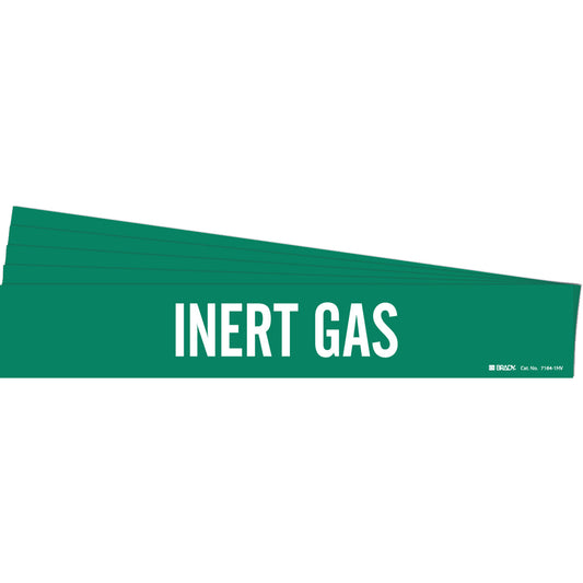 Brady "Inert Gas" Pipe Marker, Self-Adhesive, 4" H x 24" W, White on Green
