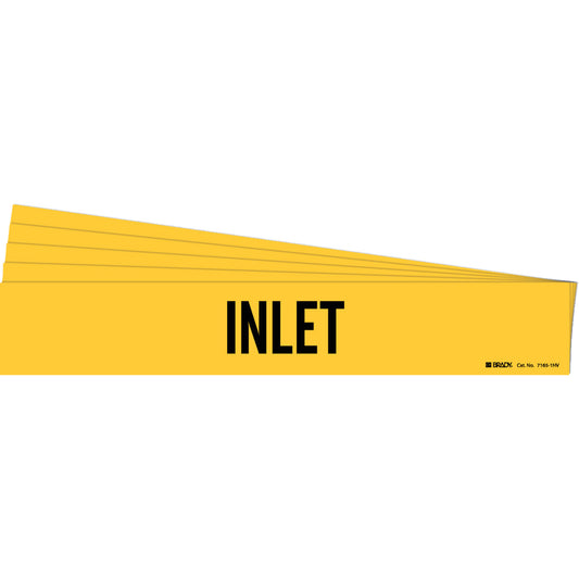 Brady "Inlet" Pipe Marker, Self-Adhesive, 4" H x 24" W, Black on Yellow