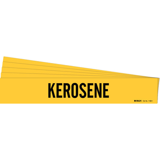 Brady "Kerosene" Pipe Marker, Self-Adhesive, 2-1/4" H x 14" W, Black on Yellow