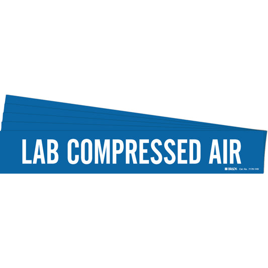 Brady "Lab Compressed Air" Pipe Marker, Self-Adhesive, 4" H x 24" W, White on Blue