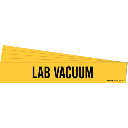 Brady "Lab Vacuum" Pipe Marker, Self-Adhesive, 4" H x 24" W, Black on Yellow
