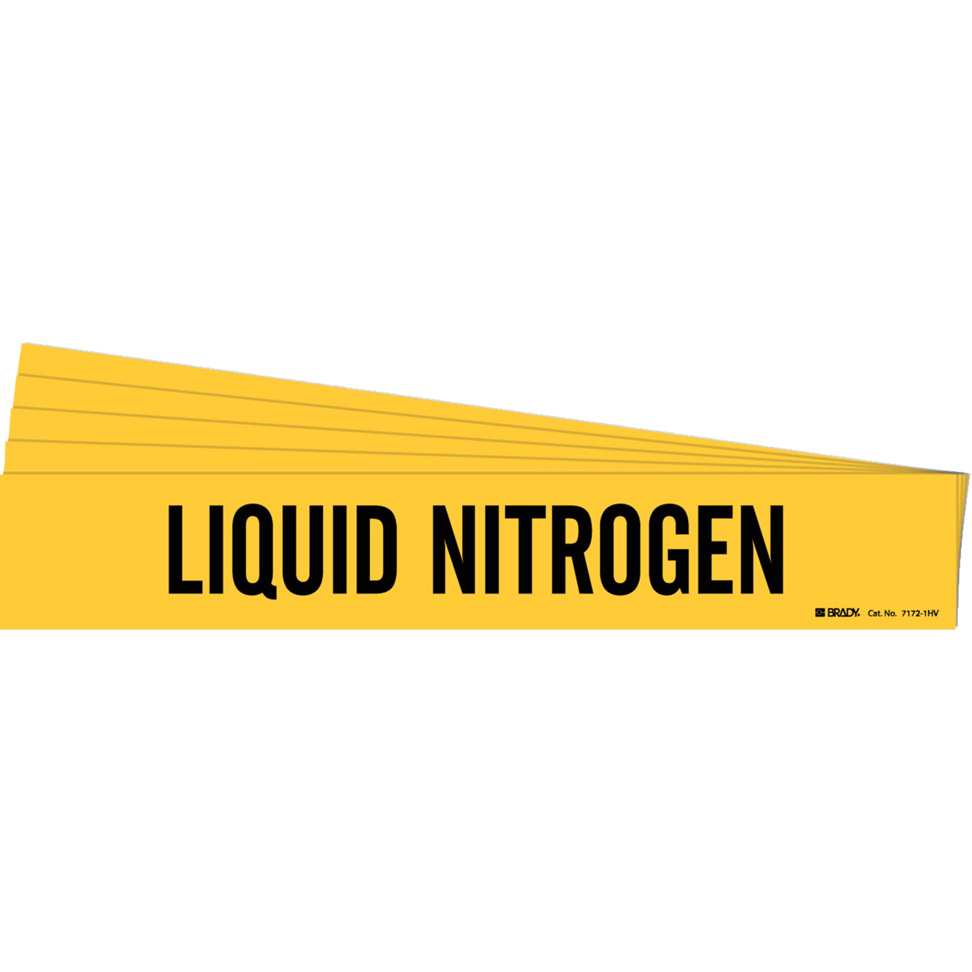Brady "Liquid Nitrogen" Pipe Marker, Self-Adhesive, 4" H x 24" W, Black on Yellow