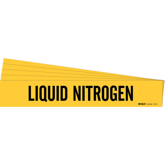 Brady "Liquid Nitrogen" Pipe Marker, Self-Adhesive, 2-1/4" H x 14" W, Black on Yellow
