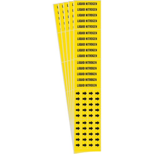 Brady "Liquid Nitrogen" Pipe Markers, Self-Adhesive, 2-1/4" H x 2-3/4" W, Black on Yellow